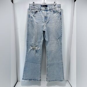 Gap 70s Flare High Waist Women’s 12/31R S Light‎ Wash Distressed Stretch Denim